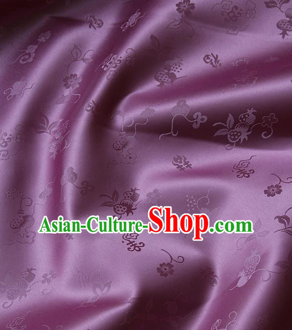 Traditional Asian Purple Brocade Classical Cucurbit Pattern Drapery Korean Hanbok Palace Satin Silk Fabric
