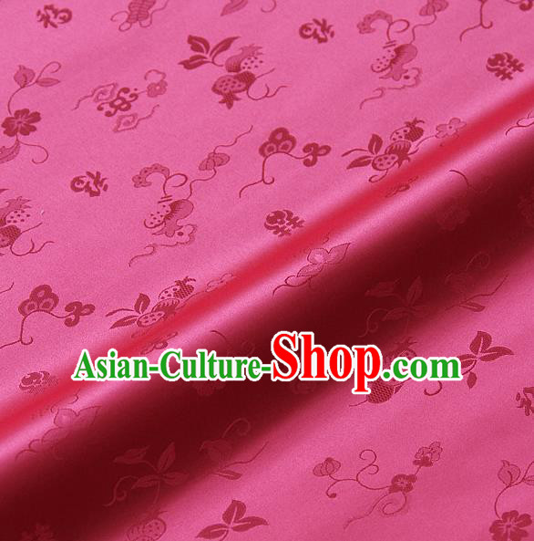 Traditional Asian Rosy Brocade Classical Cucurbit Pattern Drapery Korean Hanbok Palace Satin Silk Fabric