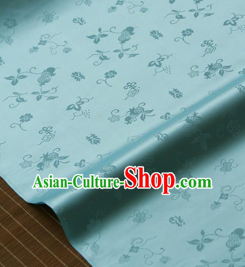 Traditional Asian Light Blue Brocade Classical Cucurbit Pattern Drapery Korean Hanbok Palace Satin Silk Fabric