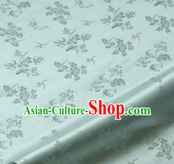 Traditional Asian Classical Grape Pattern Light Green Brocade Drapery Korean Hanbok Palace Satin Silk Fabric