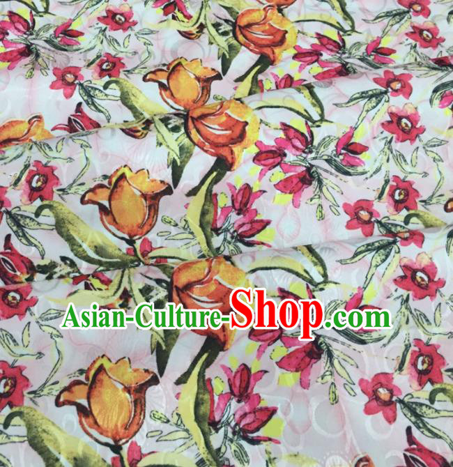 Chinese Traditional Flower Silk Fabric Brocade Embroidered Fabric Dress Material