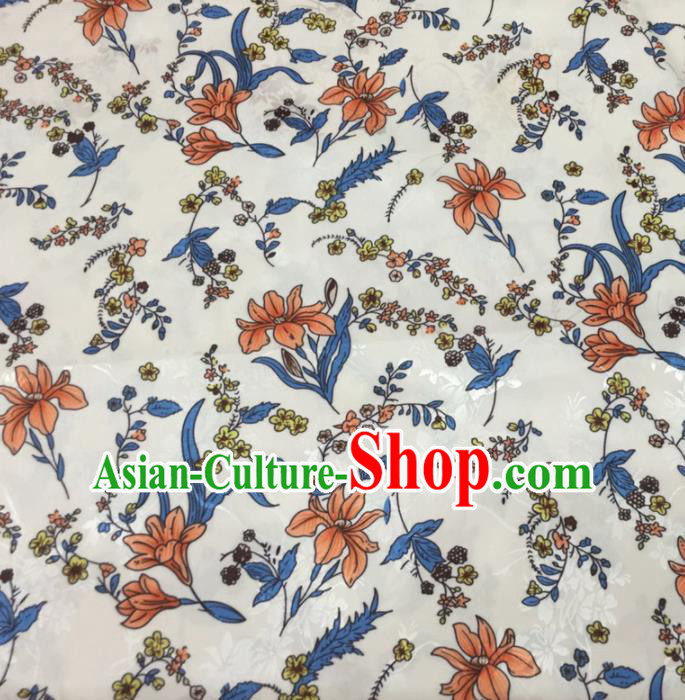Chinese Traditional Apparel Fabric White Qipao Brocade Classical Pattern Design Silk Material Satin Drapery