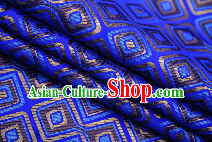 Chinese Traditional Apparel Qipao Fabric Royalblue Brocade Classical Pattern Design Material Satin Drapery