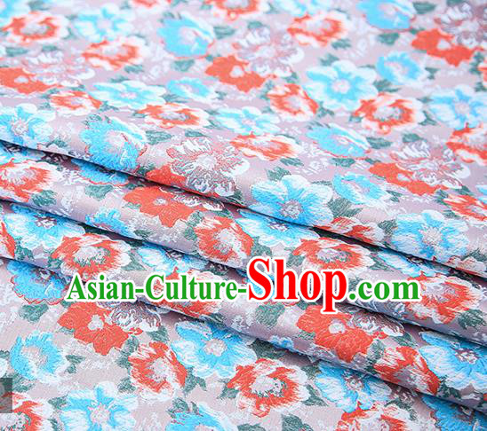 Top Grade Blue Satin Chinese Traditional Brocade Fabric Qipao Dress Classical Pattern Design Material Drapery