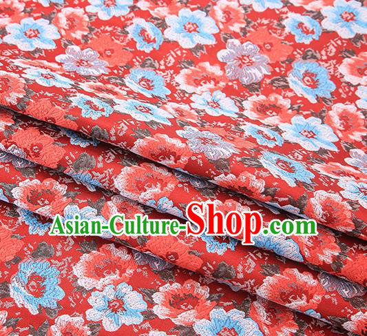 Top Grade Red Satin Chinese Traditional Brocade Fabric Qipao Dress Classical Pattern Design Material Drapery