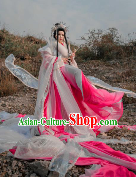Asian Chinese Cosplay Costumes Ancient Myth Legend Western Queen Clothing and Headpiece Complete Set