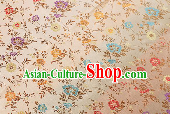 Chinese Traditional Garment Fabric Classical Flowers Pattern Design Light Golden Brocade Cushion Material Drapery
