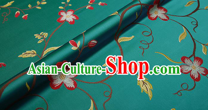 Top Grade Classical Cirrus Flowers Pattern Green Brocade Chinese Traditional Garment Fabric Cushion Satin Material Drapery