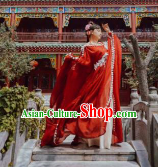 Chinese Ancient Cosplay Peri Costumes Traditional Princess Embroidered Red Hanfu Dress for Women