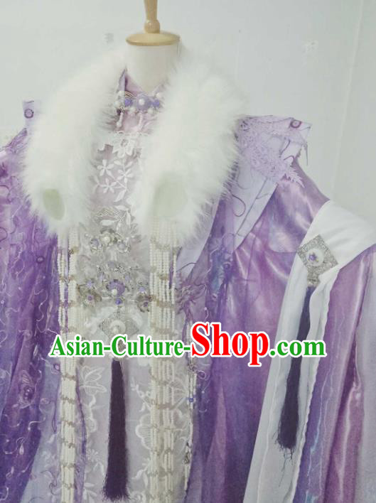 Chinese Ancient Cosplay Peri Purple Costumes Traditional Princess Embroidered Hanfu Dress for Women