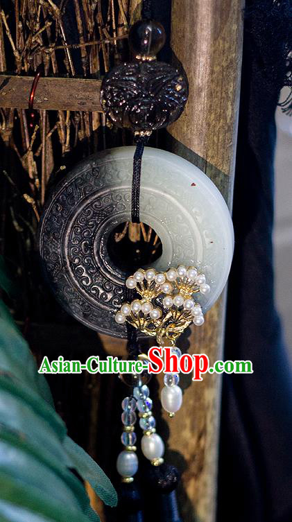 Top Grade Handmade Jewelry Accessories Ancient Hanfu Hairpins Jade Pendant Headwear for Women