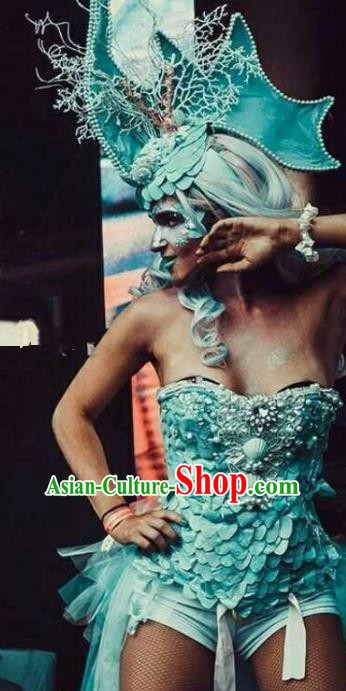 Top Grade Halloween Costumes Stage Performance Cosplay Fish Scales Clothing for Women