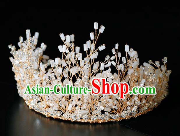 Top Grade Handmade Bride Beads Royal Crown Baroque Princess Hair Accessories for Women