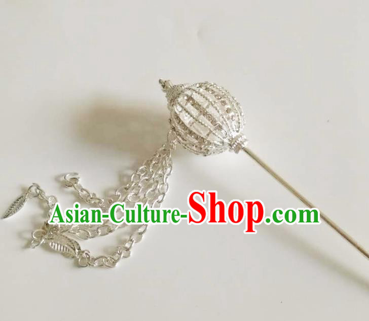 Chinese Ethnic Folk Dance Hair Accessories Traditional Dai Nationality White Tassel Hairpins for Women
