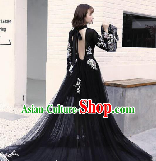 Top Grade Catwalks Costume Black Veil Full Dress for Women