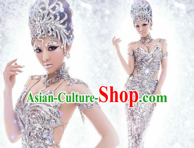 Top Grade Catwalks Costume Halloween Cosplay Mermaid Full Dress for Women