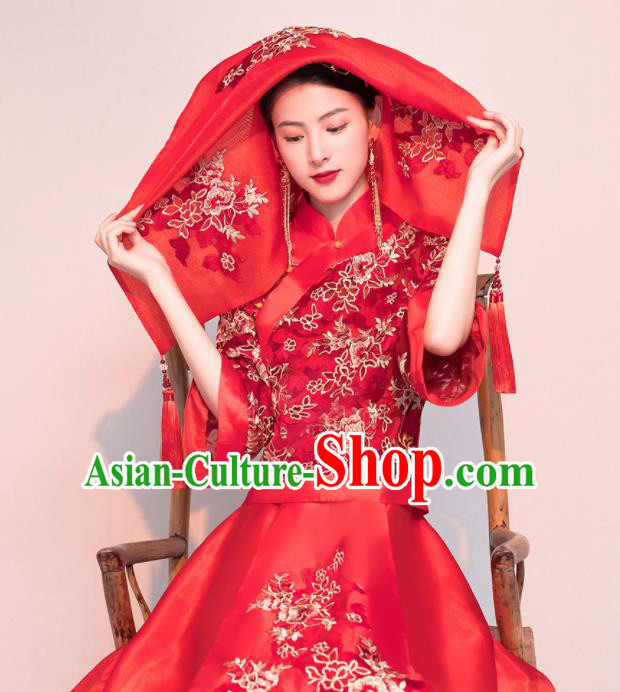 Chinese Traditional Xiuhe Suits Ancient Bride Embroidered Wedding Dress for Women