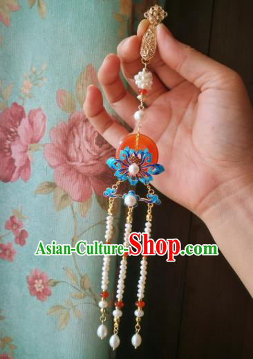 Chinese Classical Jewelry Accessories Traditional Hanfu Brooch Pearls Tassel Pendant for Women