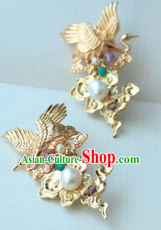 Chinese Classical Jewelry Accessories Traditional Hanfu Crane Brooch for Women