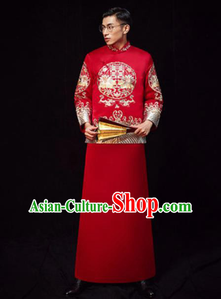 Chinese Traditional Wedding Costumes Ancient Bridegroom Long Gown for Men