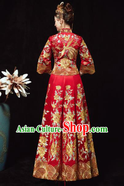 Chinese Traditional Xiuhe Suits Ancient Bride Embroidered Wedding Dress for Women