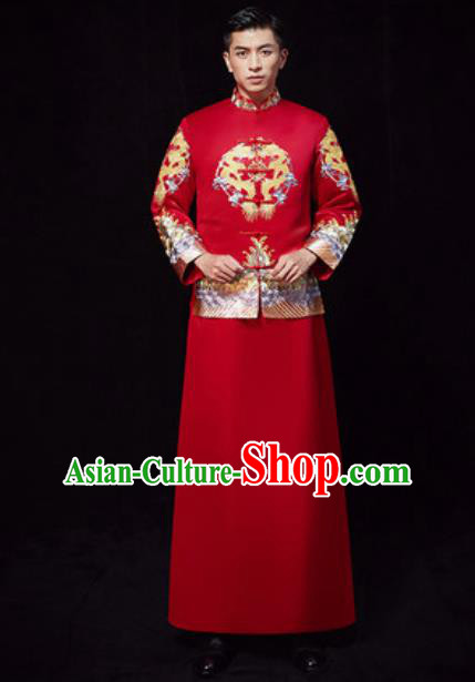 Chinese Traditional Wedding Embroidered Costumes Ancient Bridegroom Toast Clothing for Men
