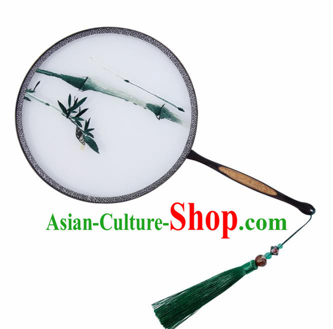 Chinese Traditional Palace Fans Embroidered Bamboo Fans Ancient Hanfu Silk Round Fan for Women