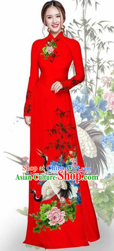  Shanghai Story Vietnam ao dai Dress Chinese Cheongsam Dress  Long Qipao S Red: Clothing, Shoes & Jewelry