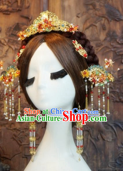 Chinese Ancient Hair Jewelry Accessories Queen Phoenix Coronet Hairpins Headdress for Women