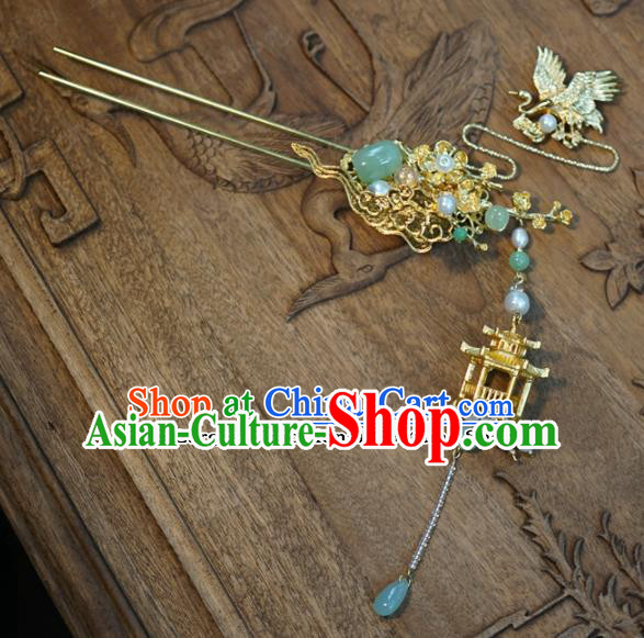 Chinese Ancient Hair Jewelry Accessories Queen Tassel Hairpins Headdress for Women