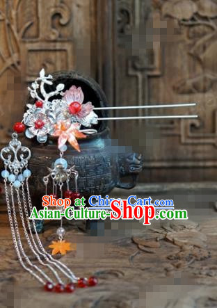 Chinese Ancient Wedding Hair Jewelry Accessories Palace Tassel Step Shake Hairpins for Women