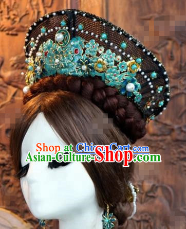 Chinese Ancient Qing Dynasty Queen Hat Wedding Bride Headdress for Women