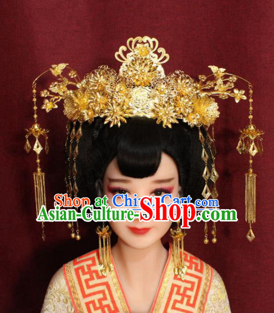 Chinese Ancient Tang Dynasty Imperial Consort Headdress Palace Phoenix Coronet Hairpins Complete Set for Women