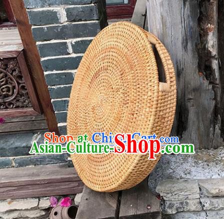 Asian Vietnamese Traditional Craft Rattan Saucer Artware Straw Plaited Paper Box