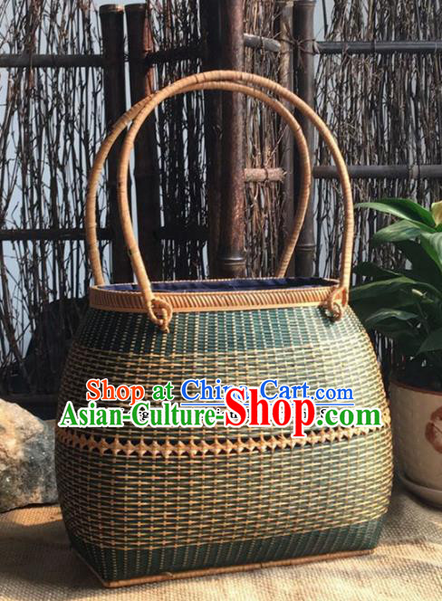 Asian Vietnamese Traditional Craft Rattan Handbag Straw Plaited Bag