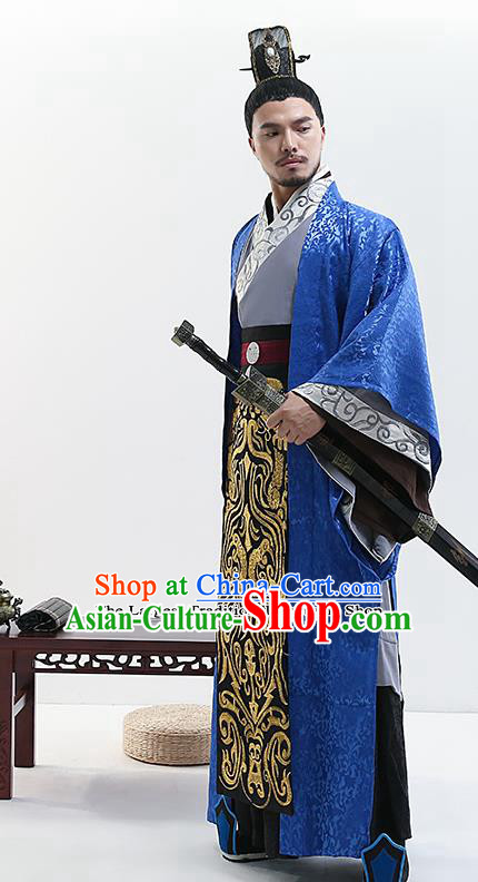 Asian China First Emperor of Qin Dynasty Costume, Traditional Chinese  Ancient King Embroidered Clothing for Men