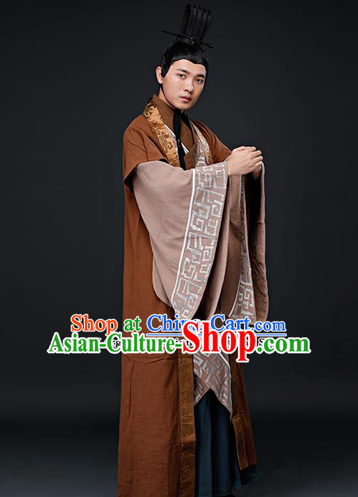 Chinese Ancient Swordsman Clothing Traditional Qin Dynasty Minister Embroidered Costumes for Men