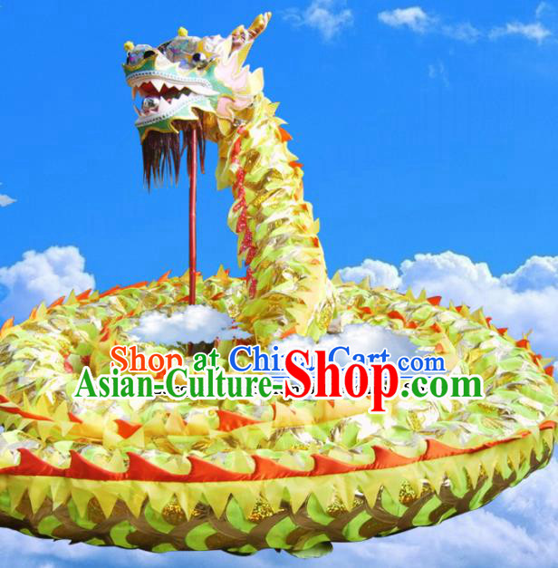 Chinese Dragon Dance Competition Yellow Dragon Head Traditional Dragon Dance Costumes Complete Set for Adult