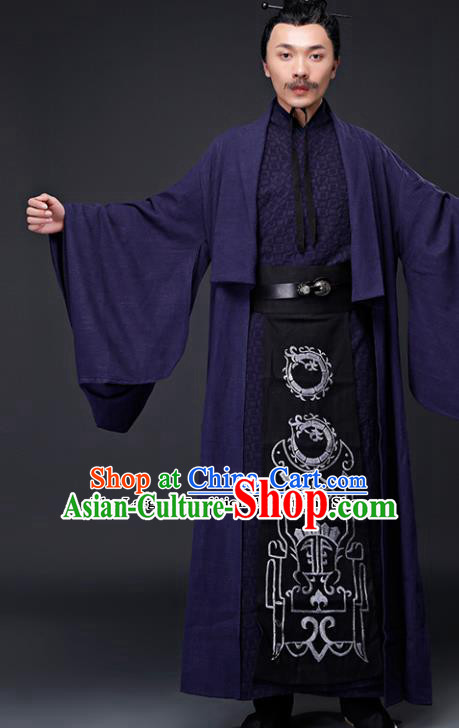 Chinese Ancient Drama Han Dynasty Prime Minister Embroidered Costumes for Men