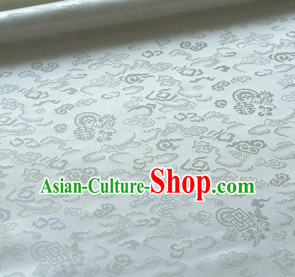Traditional Asian Classical Cloth Drapery White Brocade Korean Hanbok Palace Satin Silk Fabric