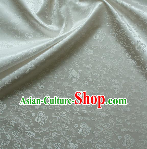 Traditional Asian Classical Cloth Drapery White Brocade Korean Hanbok Palace Satin Silk Fabric