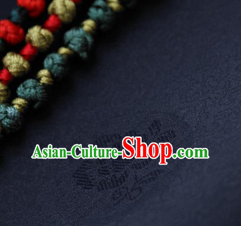 Traditional Asian Classical Pattern Navy Brocade Cloth Drapery Korean Hanbok Palace Satin Silk Fabric