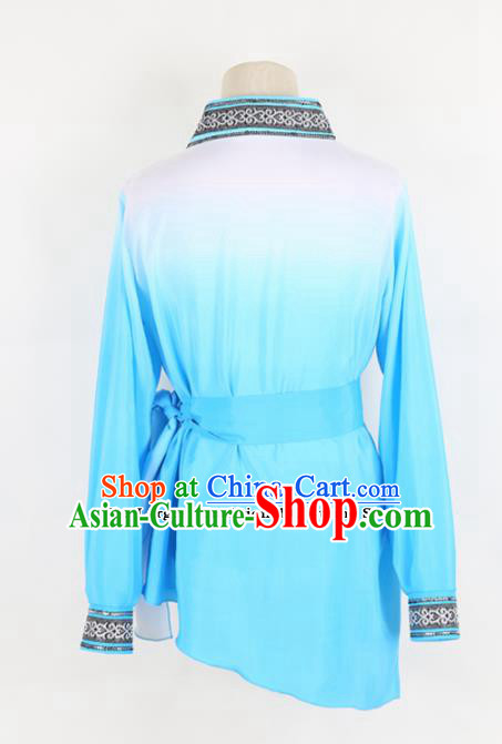 Chinese Traditional Folk Dance Clothing Classical Dance Blue Costume for Men