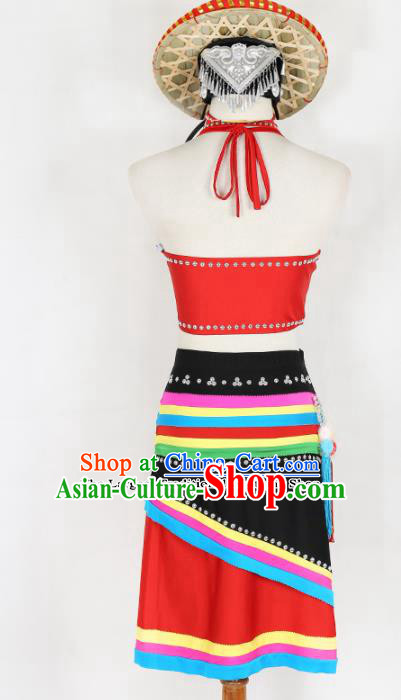 Chinese Ethnic Minority Dress Traditional Dai Nationality Folk Dance Costume for Women