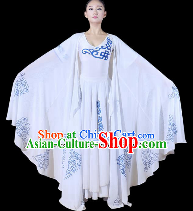 Chinese Traditional Folk Dance Yanko Dance White Clothing Classical Dance Costume for Women