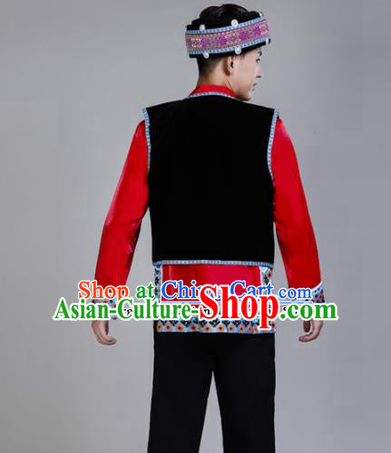 Chinese Traditional Yi Nationality Folk Dance Clothing Ethnic Dance Costumes for Men
