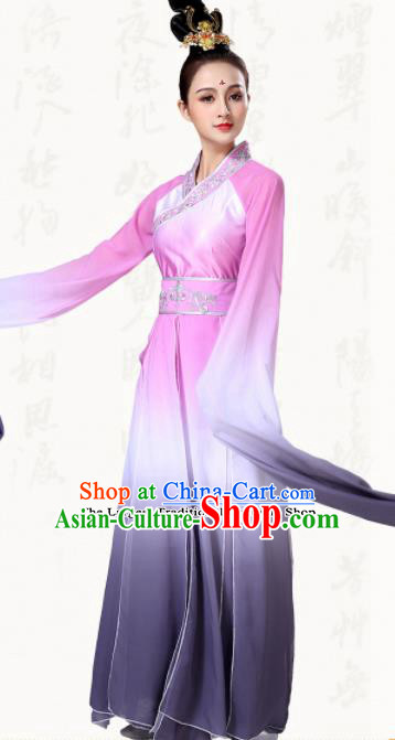 Chinese Traditional Group Dance Pink Dress Classical Dance Umbrella Dance Costumes for Women