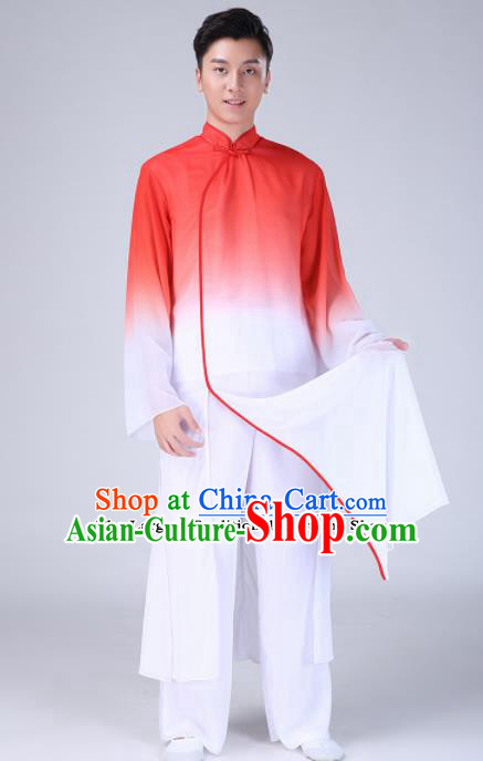 Chinese Traditional Folk Dance Clothing Classical Dance Red Costumes for Men