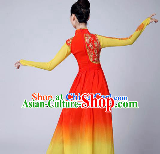 Chinese Traditional Folk Dance Red Dress Classical Dance Umbrella Dance Costumes for Women
