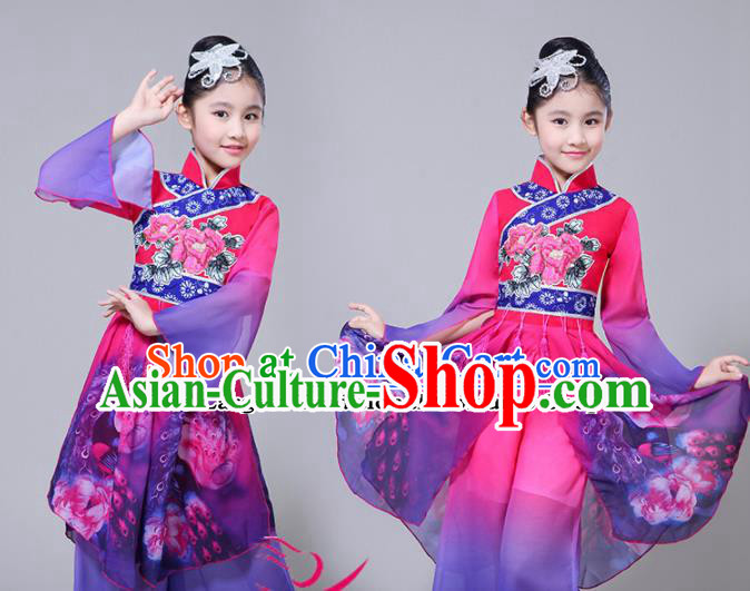 Chinese Traditional Folk Dance Dress Classical Dance Umbrella Dance Costumes for Kids